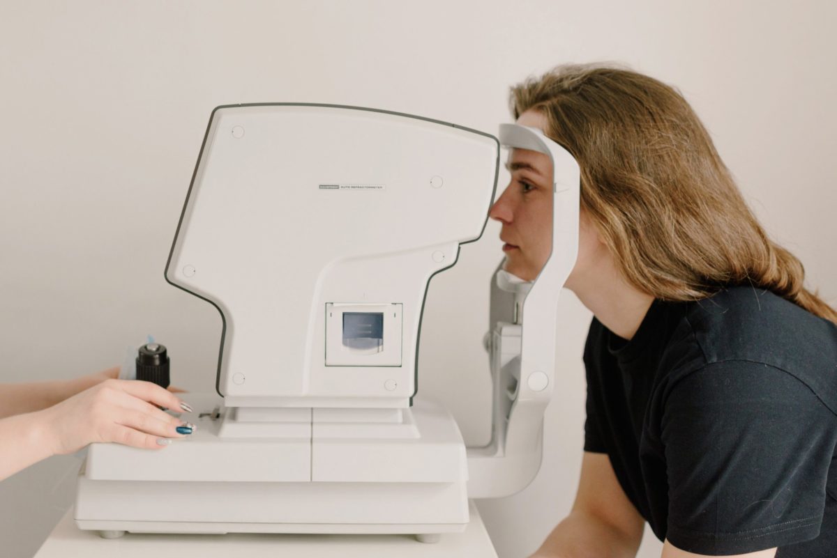 Girl getting eye exam
